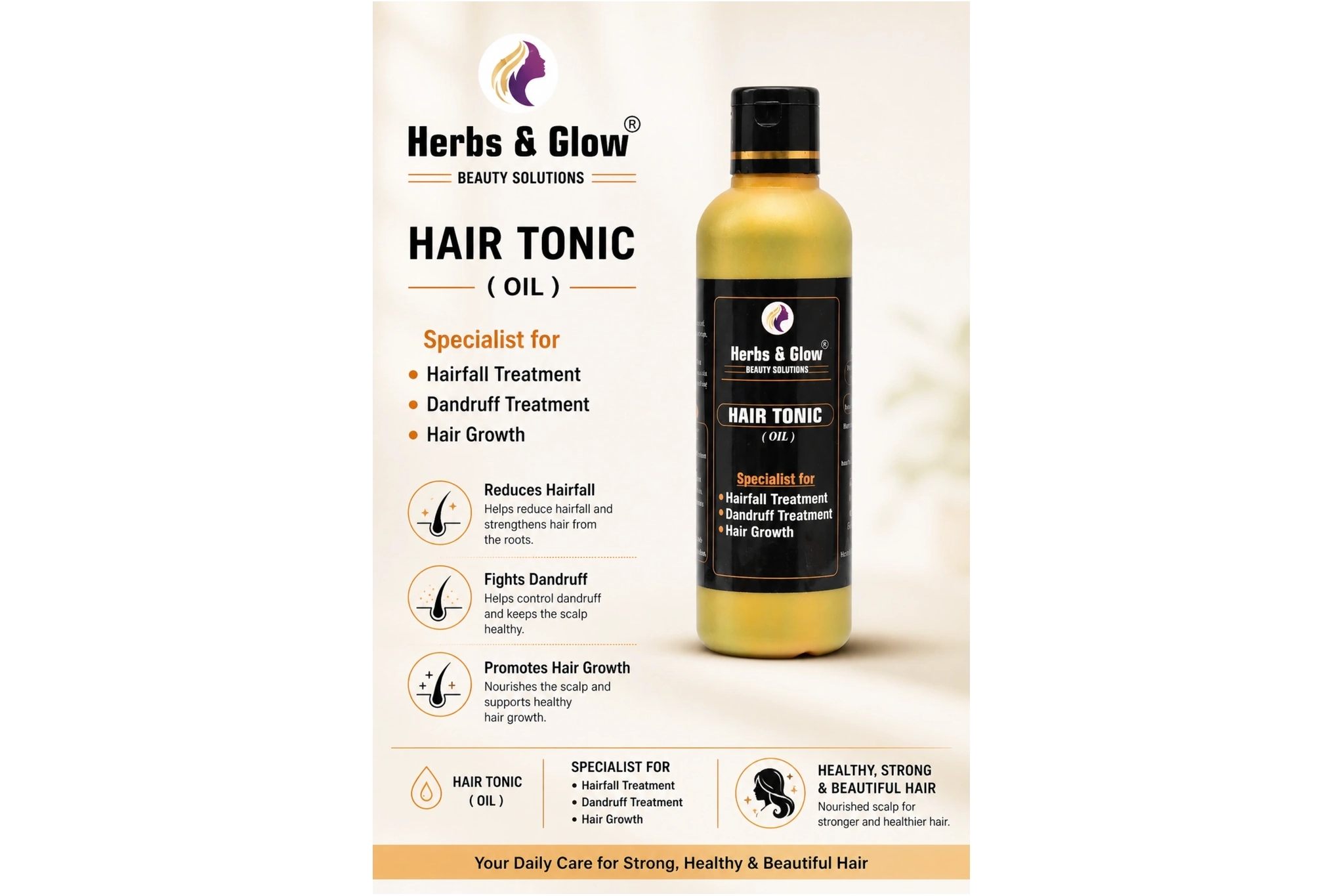 Hair Tonic 200 ML Each, Ingredients Bottle Gourd, Coconut, Sesame, Ral, and Rose Water